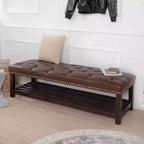 Banc de lit rembourré TUYOHW, banc de lit d'entrée pour chaussures, 60 avec garniture cloutée, banc en cuir rembourré, étagère à chaussures de salon, repose-pieds