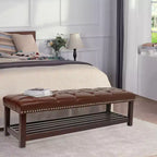 Banc de lit rembourré TUYOHW, banc de lit d'entrée pour chaussures, 60 avec garniture cloutée, banc en cuir rembourré, étagère à chaussures de salon, repose-pieds