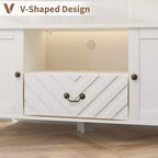 Meuble TV de style ferme pour téléviseurs jusqu'à 70 pouces, console multimédia avec tiroir à motif en V