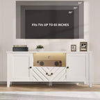 Meuble TV de style ferme pour téléviseurs jusqu'à 70 pouces, console multimédia avec tiroir à motif en V