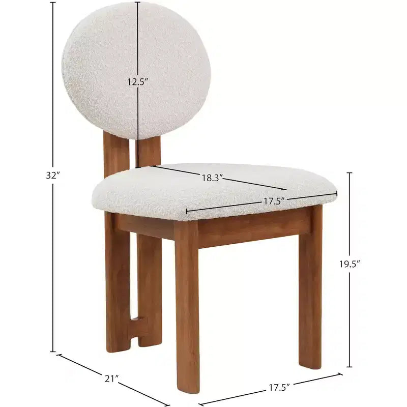 Meridian Furniture, Chaises de salle à manger en tissu bouclé Napa, Lot de 2