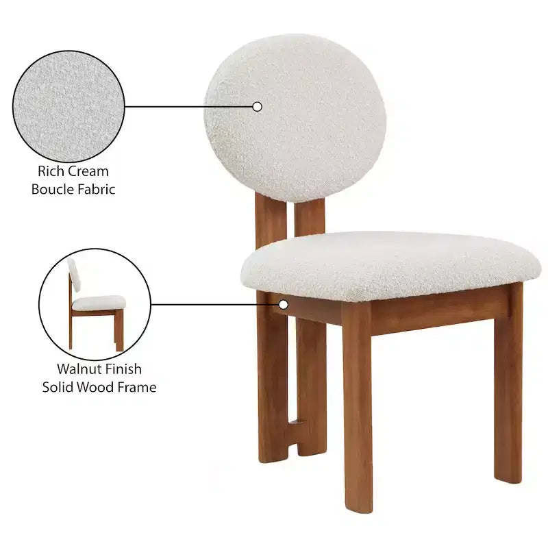 Meridian Furniture, Chaises de salle à manger en tissu bouclé Napa, Lot de 2