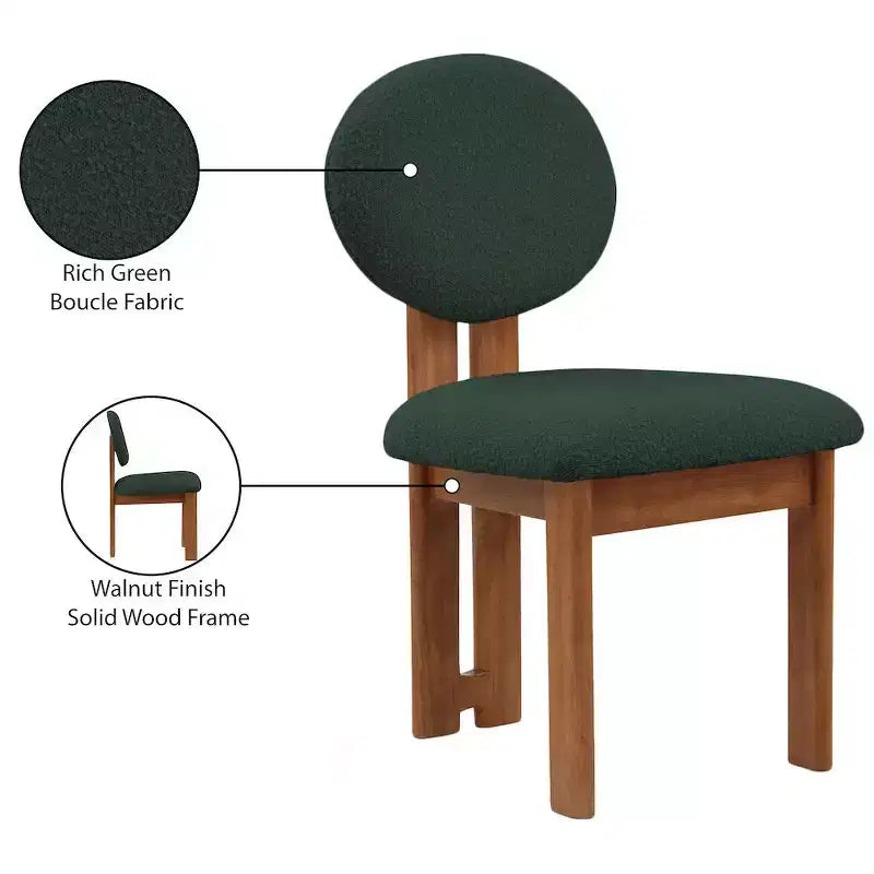 Meridian Furniture, Chaises de salle à manger en tissu bouclé Napa, Lot de 2