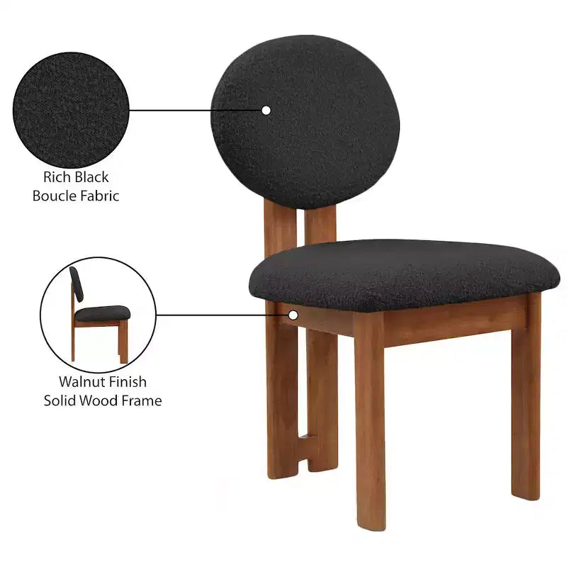 Meridian Furniture, Chaises de salle à manger en tissu bouclé Napa, Lot de 2