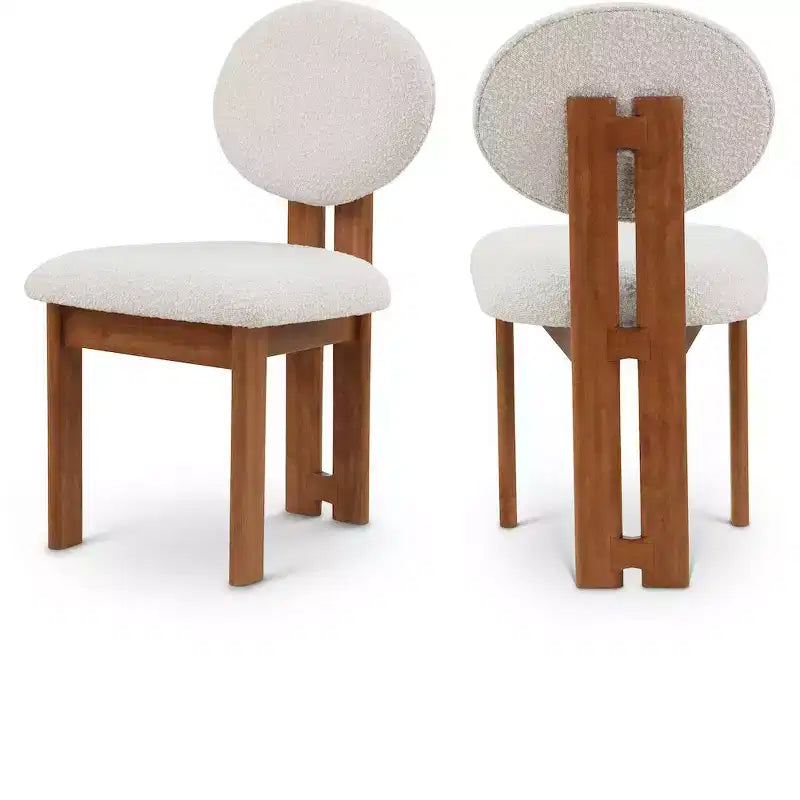 Meridian Furniture, Chaises de salle à manger en tissu bouclé Napa, Lot de 2