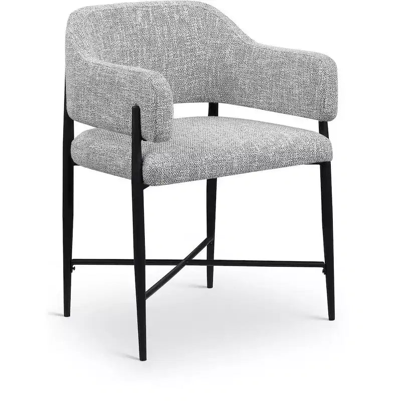 Chaise de salle à manger tapissée en tissu gris Dame, ensemble de 2, Meridina Furniture