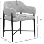 Chaise de salle à manger tapissée en tissu gris Dame, ensemble de 2, Meridina Furniture