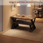 Table à manger avec 2 bancs, Ensemble table de cuisine pour 4 personnes, Ensemble table à manger 3 pièces pour petits espaces, Appartement, Gain de place pour la cuisine