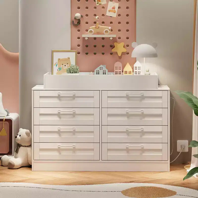 Commode à langer avec 8 tiroirs en bois, commode classique pour chambre de bébé, étagères à langer, station de changement de couches multifonctionnelle, commode pour chambre à coucher