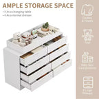 Commode à langer avec 8 tiroirs en bois, commode classique pour chambre de bébé, étagères à langer, station de changement de couches multifonctionnelle, commode pour chambre à coucher