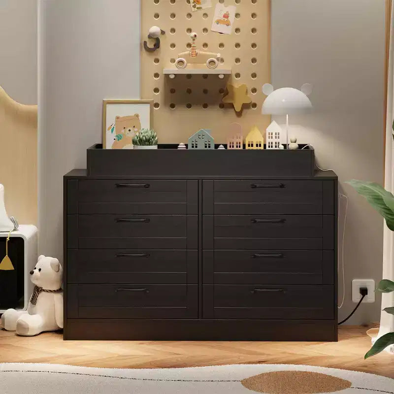 Commode à langer avec 8 tiroirs en bois, commode classique pour chambre de bébé, étagères à langer, station de changement de couches multifonctionnelle, commode pour chambre à coucher