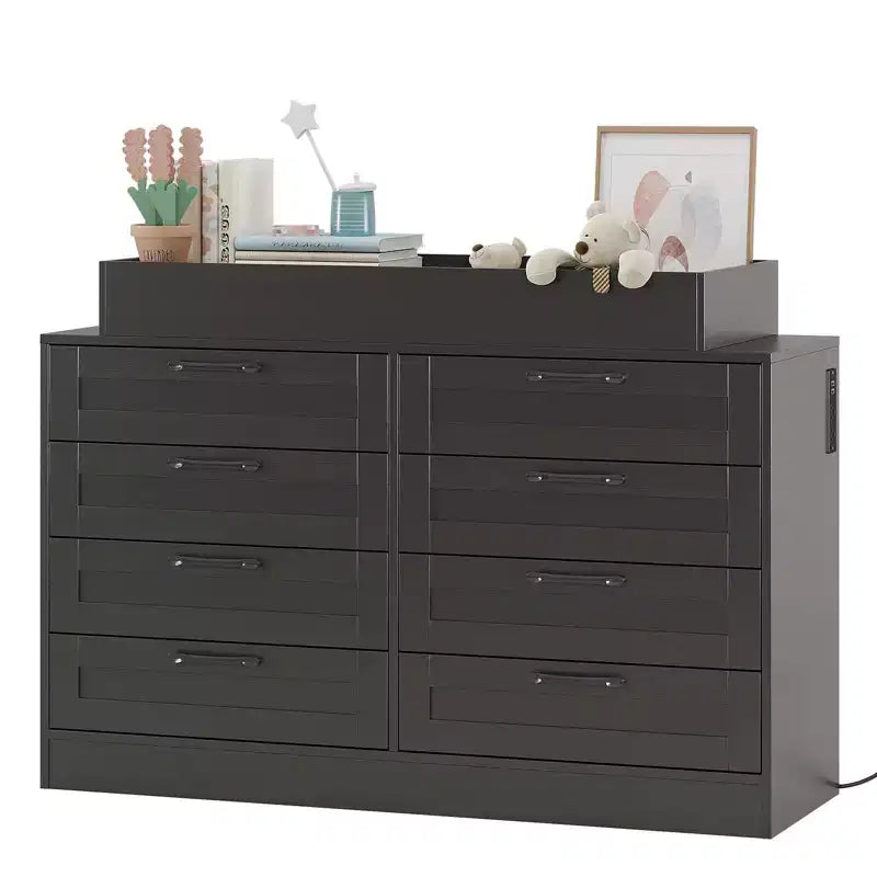 Commode à langer avec 8 tiroirs en bois, commode classique pour chambre de bébé, étagères à langer, station de changement de couches multifonctionnelle, commode pour chambre à coucher