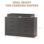Commode à langer avec 8 tiroirs en bois, commode classique pour chambre de bébé, étagères à langer, station de changement de couches multifonctionnelle, commode pour chambre à coucher