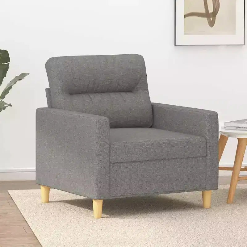 vidaXL Fauteuil moderne en tissu gris foncé - Assise confortable avec accoudoirs rembourrés, coussin de dossier et cadre en métal durable