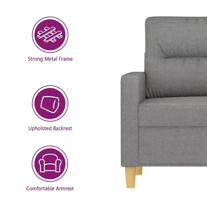 vidaXL Fauteuil moderne en tissu gris foncé - Assise confortable avec accoudoirs rembourrés, coussin de dossier et cadre en métal durable