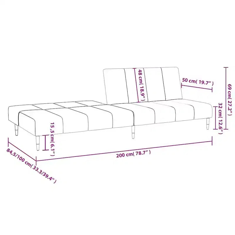 vidaXL Canapé convertible 2 places – Causeuse en velours vert foncé, lit double multifonctionnel pour salon/studio