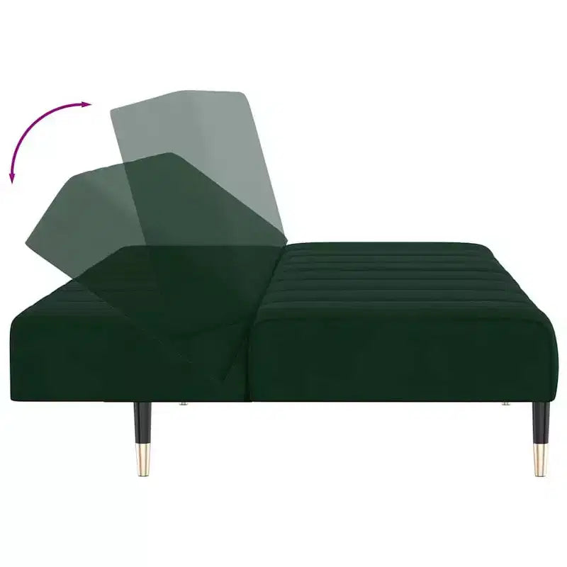 vidaXL Canapé convertible 2 places – Causeuse en velours vert foncé, lit double multifonctionnel pour salon/studio