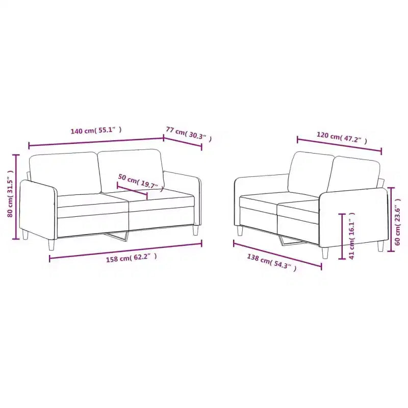 vidaXL Ensemble de Canapés 2 Pièces en Velours Gris Foncé, Assise Confortable de Style Moderne avec Cadre Robuste, Parfait pour le Salon ou le Bureau