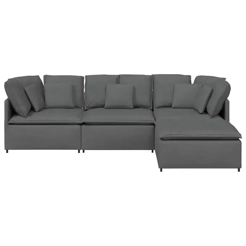 vidaXL Canapé modulable Velours gris foncé (100 % polyester), mousse, métal, bois