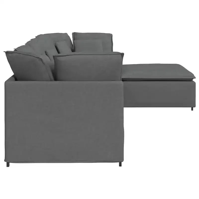vidaXL Canapé modulable Velours gris foncé (100 % polyester), mousse, métal, bois
