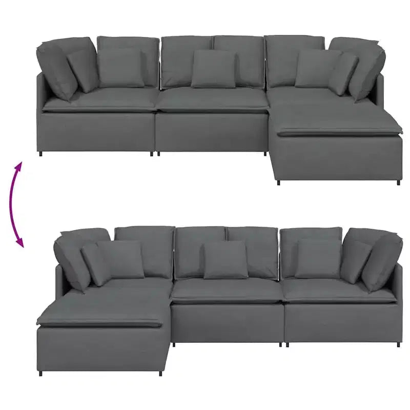 vidaXL Canapé modulable Velours gris foncé (100 % polyester), mousse, métal, bois