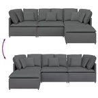 vidaXL Canapé modulable Velours gris foncé (100 % polyester), mousse, métal, bois