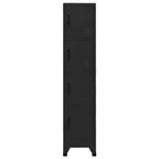 vidaXL Locker Cabinet Black | 15x17.7x70.9 | Steel | 4 Lockable Doors | Air Vents | Name Tag Holders | Perfect for Office, School, and Home