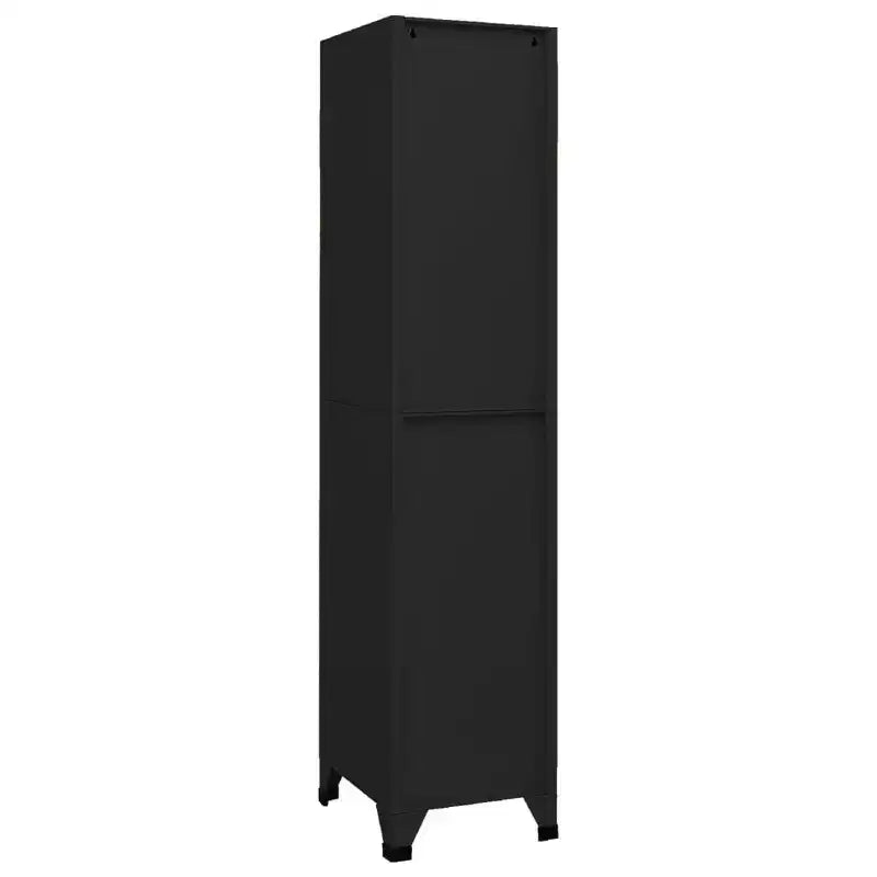 vidaXL Armoire de rangement noire | 15x17.7x70.9 | Acier | 4 portes verrouillables | Aérations | Porte-étiquettes nominatives | Parfait pour le bureau, l'école et la maison