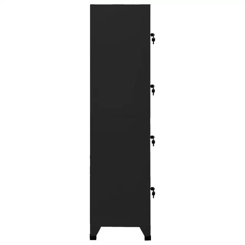 vidaXL Armoire de rangement noire | 15x17.7x70.9 | Acier | 4 portes verrouillables | Aérations | Porte-étiquettes nominatives | Parfait pour le bureau, l'école et la maison