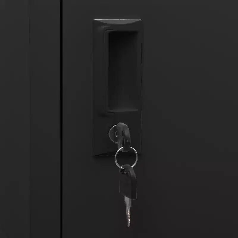 vidaXL Armoire de rangement noire | 15x17.7x70.9 | Acier | 4 portes verrouillables | Aérations | Porte-étiquettes nominatives | Parfait pour le bureau, l'école et la maison