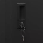 vidaXL Armoire de rangement noire | 15x17.7x70.9 | Acier | 4 portes verrouillables | Aérations | Porte-étiquettes nominatives | Parfait pour le bureau, l'école et la maison
