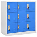 vidaXL 2-Piece Locker Cabinets in Gray and Blue | Steel Storage Units with Multiple Compartment | Office Organizer with Locks