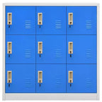 vidaXL Casiers 2 pièces gris et bleus | Unités de rangement en acier avec plusieurs compartiments | Organisateur de bureau avec serrures