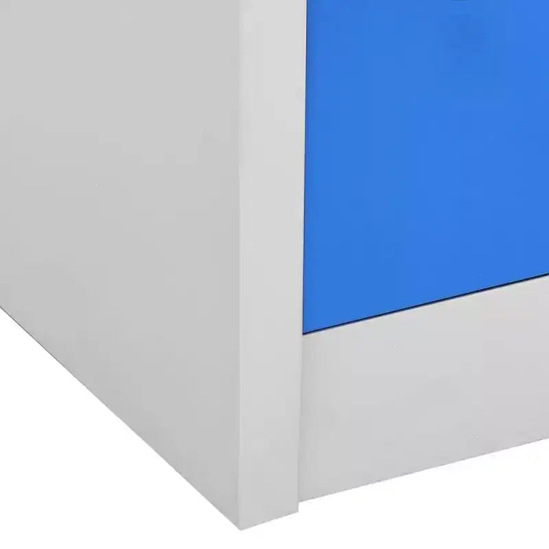 vidaXL Casiers 2 pièces gris et bleus | Unités de rangement en acier avec plusieurs compartiments | Organisateur de bureau avec serrures