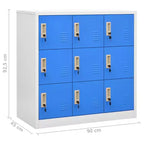vidaXL Casiers 2 pièces gris et bleus | Unités de rangement en acier avec plusieurs compartiments | Organisateur de bureau avec serrures