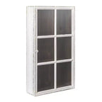 Storied Home Antique White Wood Wall Cabinet with 3 Shelves