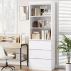 Étagère de 70 pouces avec tiroirs, grande bibliothèque de style rustique, bibliothèques profondes en bois, meuble de rangement pour le salon, le bureau, la cuisine.