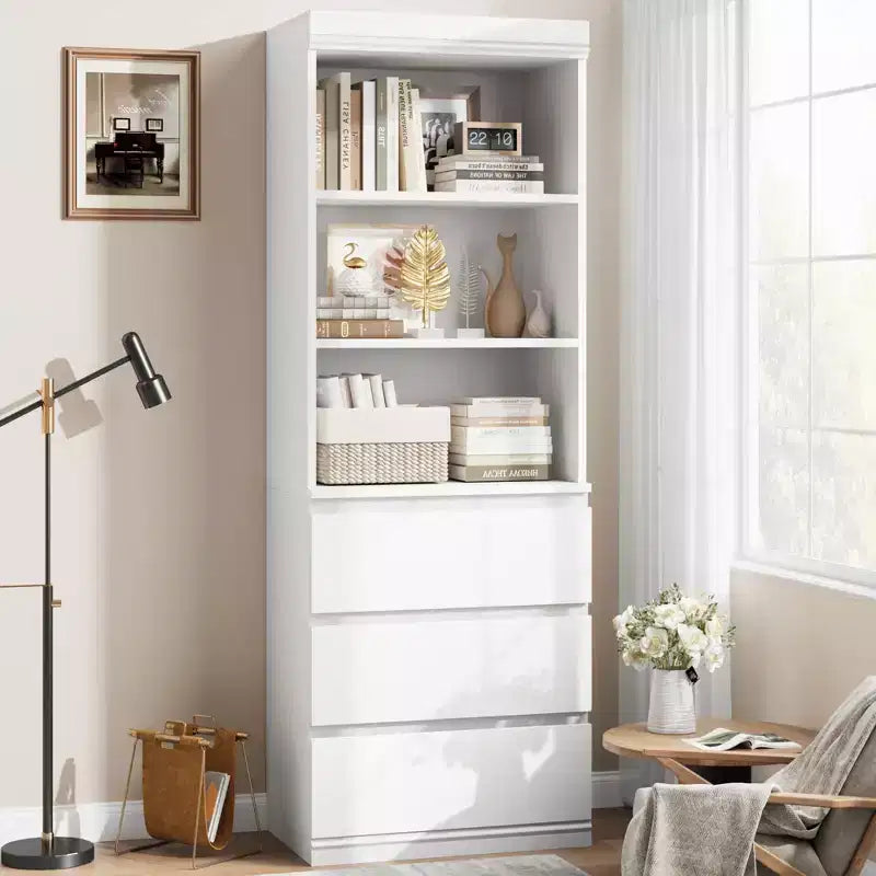 Étagère de 70 pouces avec tiroirs, grande bibliothèque de style rustique, bibliothèques profondes en bois, meuble de rangement pour le salon, le bureau, la cuisine.