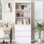 Étagère de 70 pouces avec tiroirs, grande bibliothèque de style rustique, bibliothèques profondes en bois, meuble de rangement pour le salon, le bureau, la cuisine.