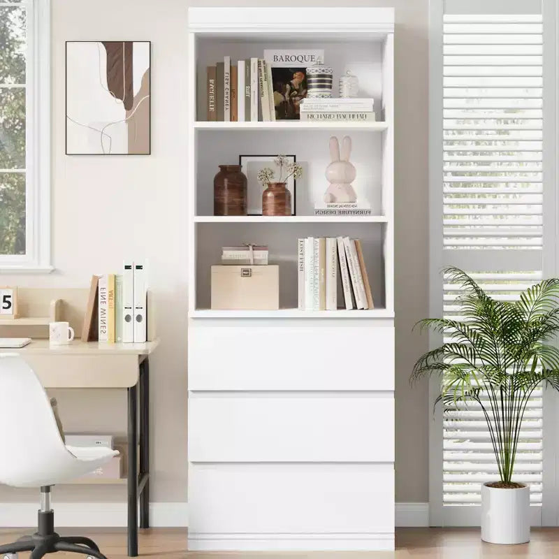 Étagère de 70 pouces avec tiroirs, grande bibliothèque de style rustique, bibliothèques profondes en bois, meuble de rangement pour le salon, le bureau, la cuisine.