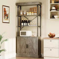 Acekool Tall Bookcase with Doors, 4-Tier Industrial Bookshelf, Farmhouse Storage Shelf with Cabinet, Wood & Metal, Vintage Style