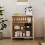 Buffet en bois avec portes en rotin, placard de cuisine avec étagères réglables, table console, parfait pour la salle à manger