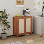 Wooden Sideboard Buffet Storage Cabinet with Rattan Paneled Doors, Adjustable Shelves Kitchen Cupboard Console Table, Perfect for Dining Room
