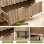 Commode à 5 tiroirs cannelés ondulés pour chambre à coucher, commode moderne en bois avec tiroirs larges, organisateur de commode de placard