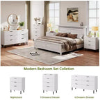 Commode à 5 tiroirs cannelés ondulés pour chambre à coucher, commode moderne en bois avec tiroirs larges, organisateur de commode de placard