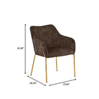 LeisureMod Zaire Chaise de salle à manger moderne, Chaise d'appoint rembourrée avec pieds en fer doré, Chaise d'appoint élégante pour salle à manger ou cuisine, Lot de 2