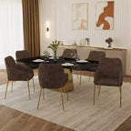 LeisureMod Zaire Chaise de salle à manger moderne, Chaise d'appoint rembourrée avec pieds en fer doré, Chaise d'appoint élégante pour salle à manger ou cuisine, Lot de 2