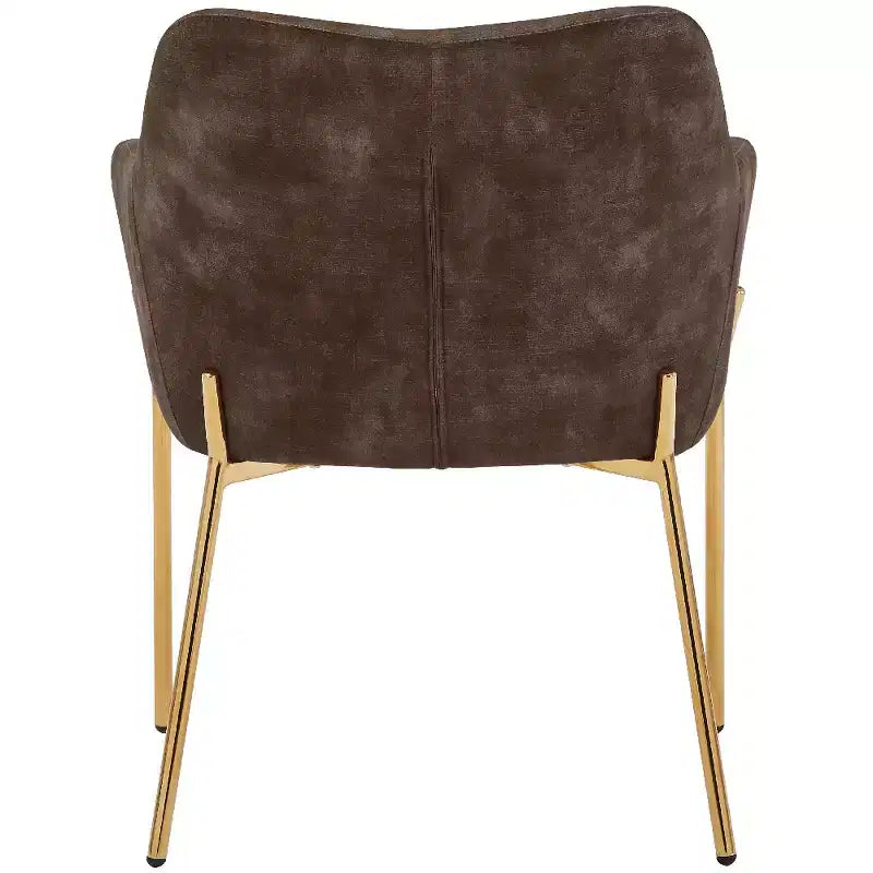 LeisureMod Zaire Chaise de salle à manger moderne, Chaise d'appoint rembourrée avec pieds en fer doré, Chaise d'appoint élégante pour salle à manger ou cuisine, Lot de 2