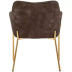 LeisureMod Zaire Chaise de salle à manger moderne, Chaise d'appoint rembourrée avec pieds en fer doré, Chaise d'appoint élégante pour salle à manger ou cuisine, Lot de 2
