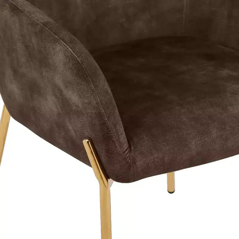 LeisureMod Zaire Chaise de salle à manger moderne, Chaise d'appoint rembourrée avec pieds en fer doré, Chaise d'appoint élégante pour salle à manger ou cuisine, Lot de 2